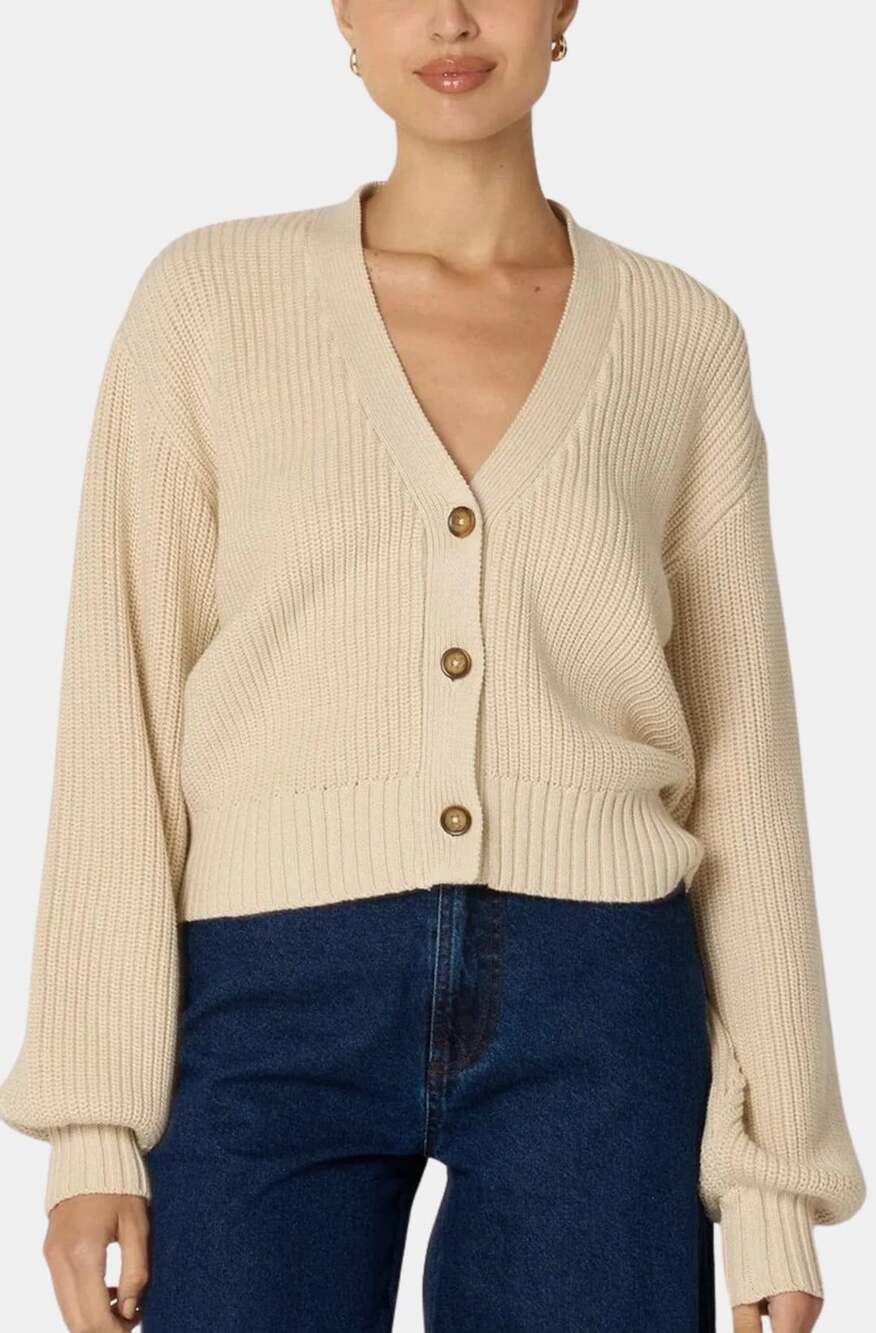 Cleobella Cotton Sweater Cardigan Cream Knit Cardigan Size Small